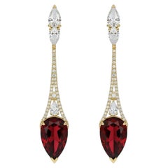 Vintage style garnet earrings 14k gold