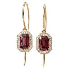 Vintage style garnet, topazs dangle earrings silver, gold