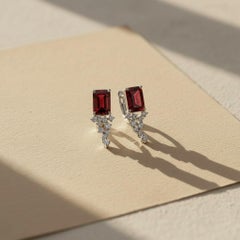 Pendientes estilo vintage granate, topacios plata, oro