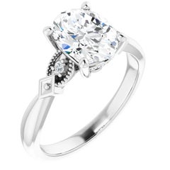 Vintage Style GIA Oval Diamond Engagement Wedding Ring Set 18k Gold 0.54 Carats