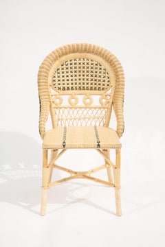 Vintage Style Green Rattan Side Chair