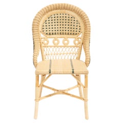 Vintage Style Green Rattan Side Chair