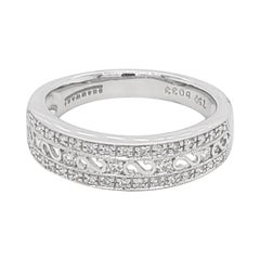 Vintage Style Half Eternity Diamond Ring in 18 Karat White Gold