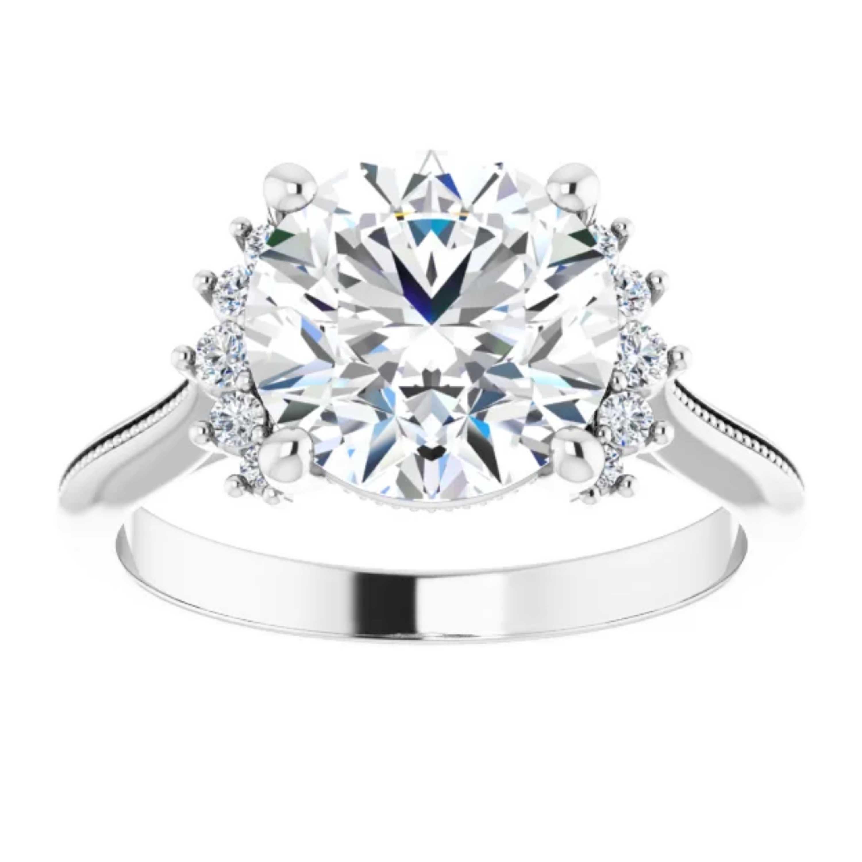 Round Cut Vintage Style Halo GIA Round Diamond Engagement Ring 18k White Gold 1.05 Carats For Sale