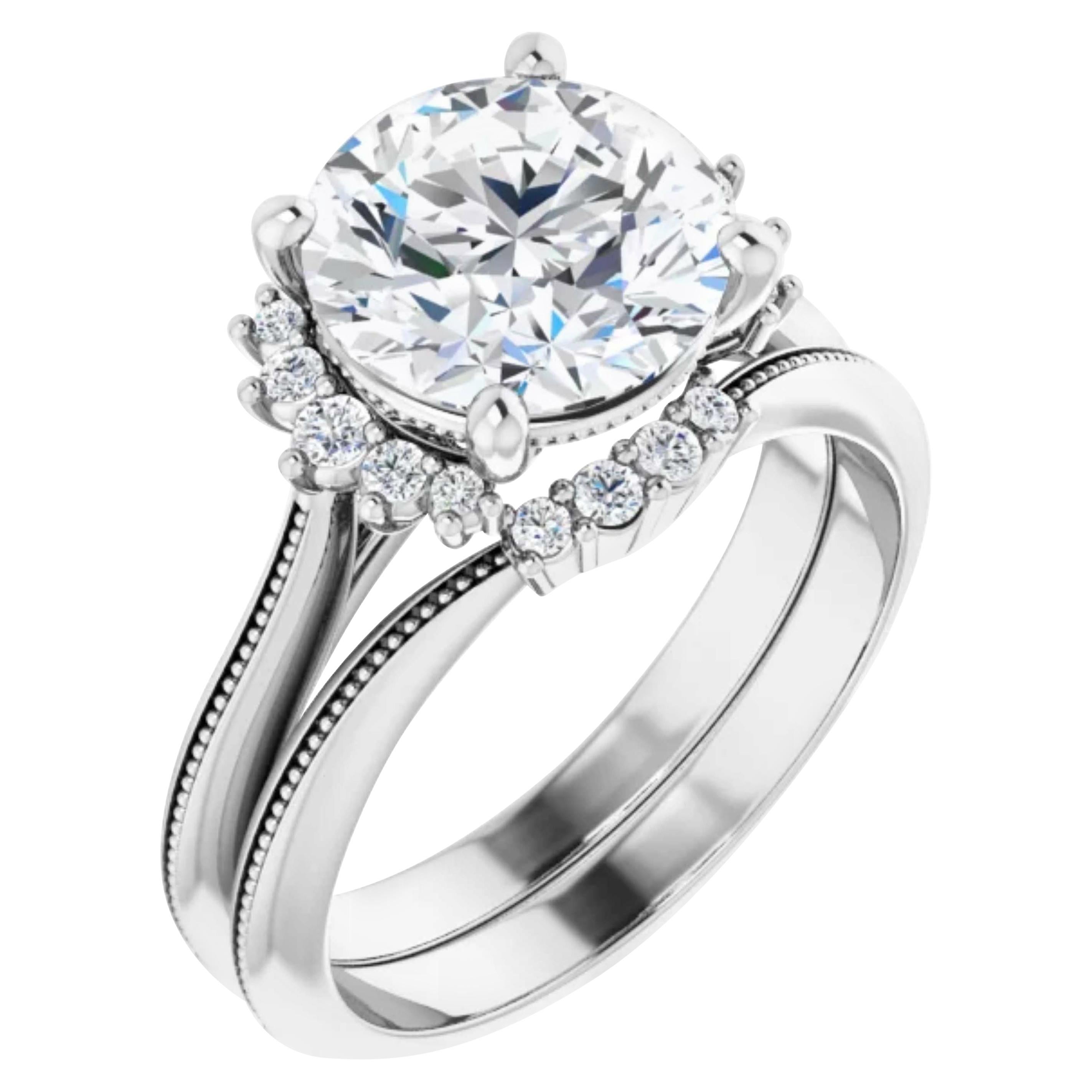 Vintage Style Halo GIA Round Diamond Engagement Ring 18k White Gold 1.05 Carats For Sale