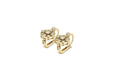 Vintage Style halo moissanite 14 gold earrings.