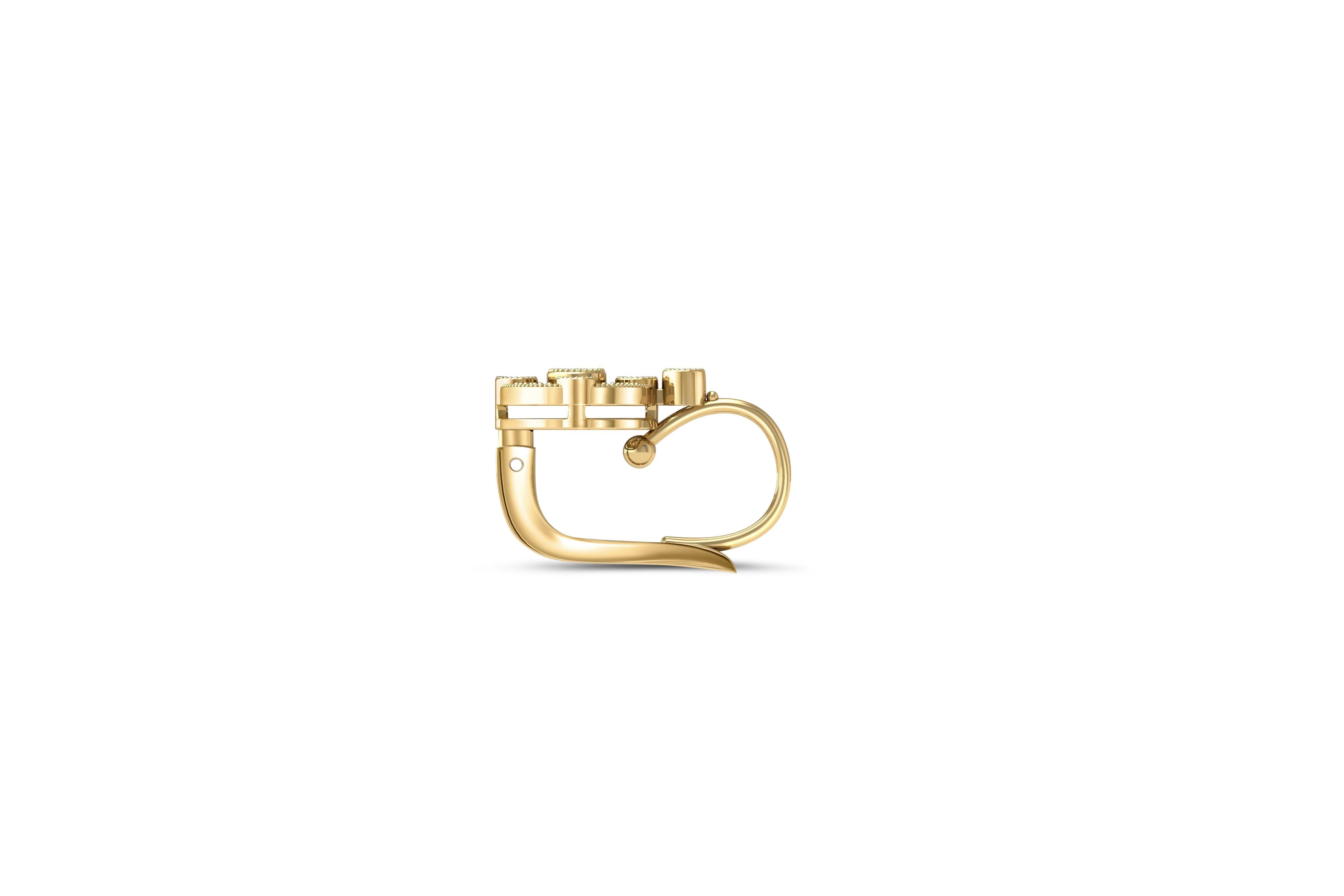 Modern Vintage Style halo moissanite 14 gold earrings. For Sale