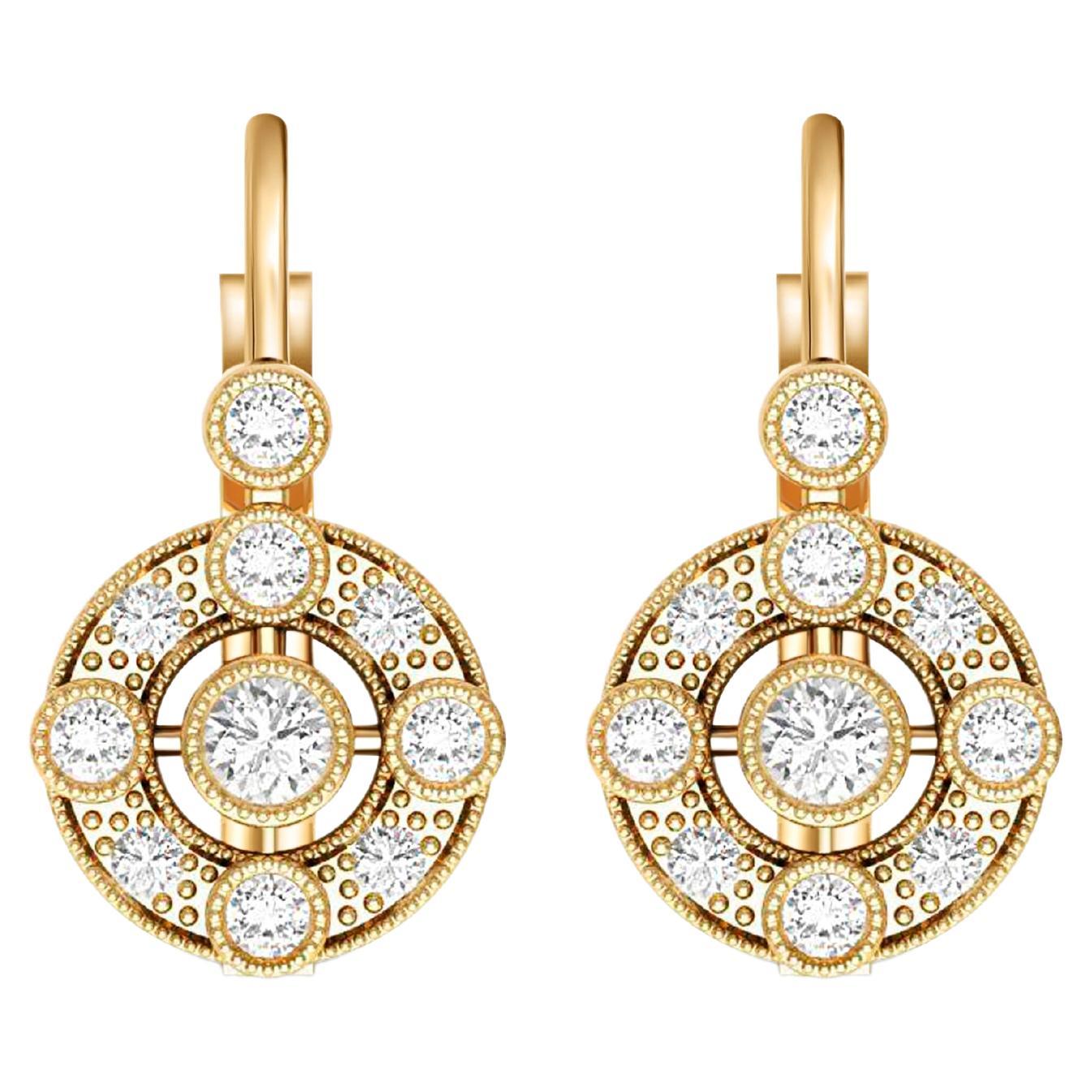 Vintage Style halo moissanite 14 gold earrings.