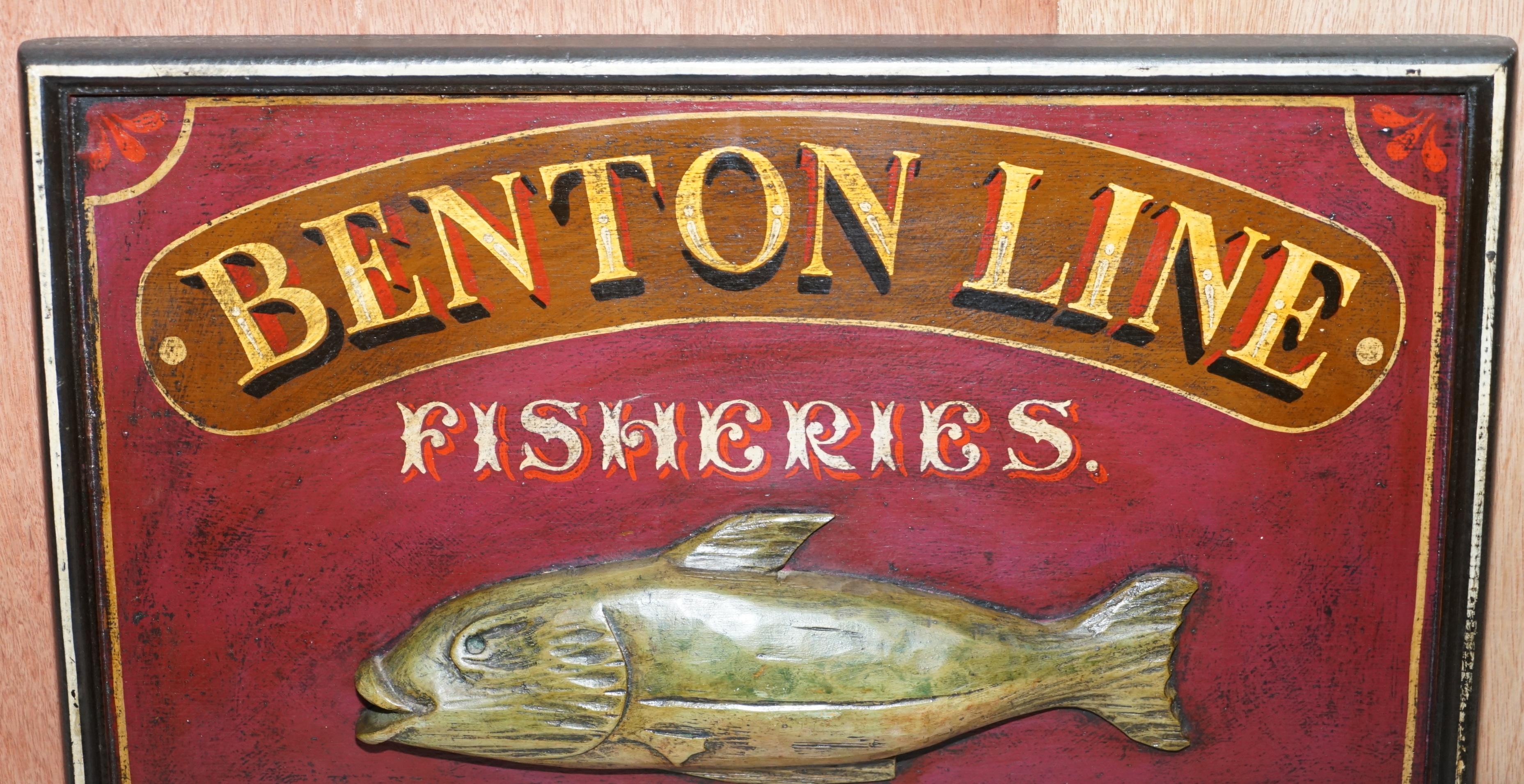 We are delighted to offer for sale this lovely vintage style hand painted Benton Fishers advertising sign

A good looking well made and decorative sign. It looks new to me but with a vintage style of hand painting

Dimensions

Height