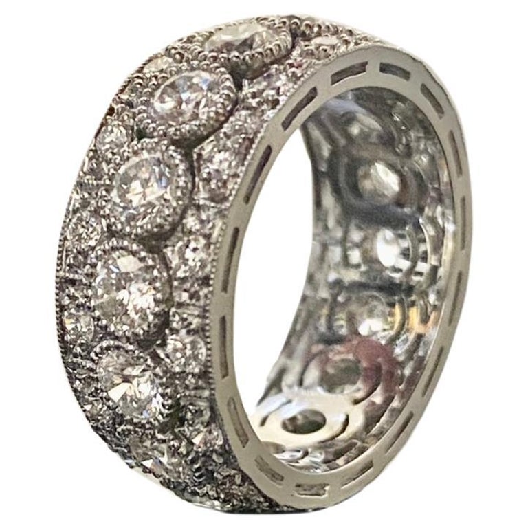 Vintage Style Handmade Wide Platinum Art Deco Carat Diamond