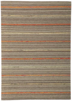 Vintage Style Indian Kilim Rug,  Subtle Shibui Meets Classic Stripes