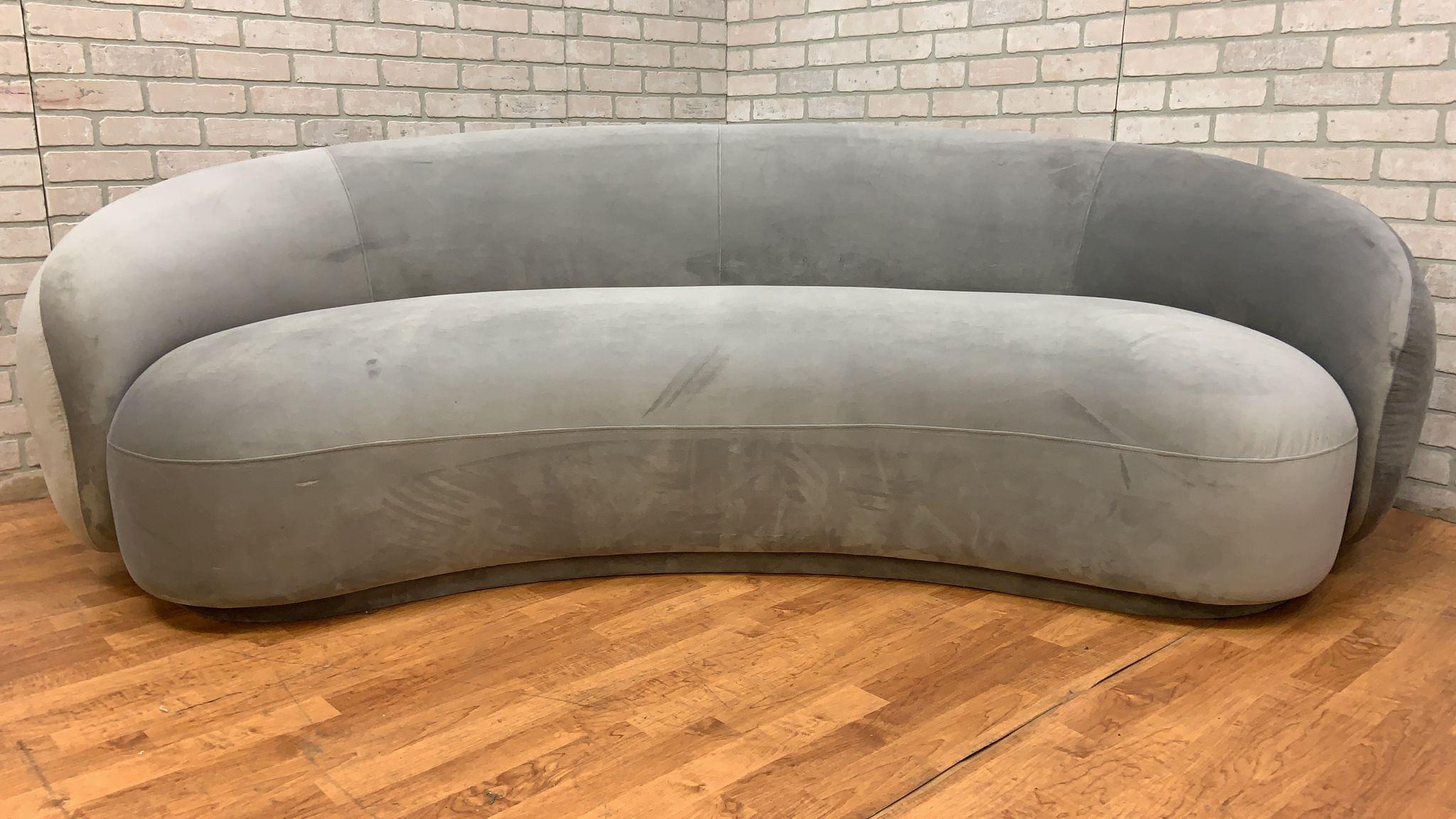 Vintage Style Julep Curved Sofas in Grey Performance Velvet - Set of 2 4