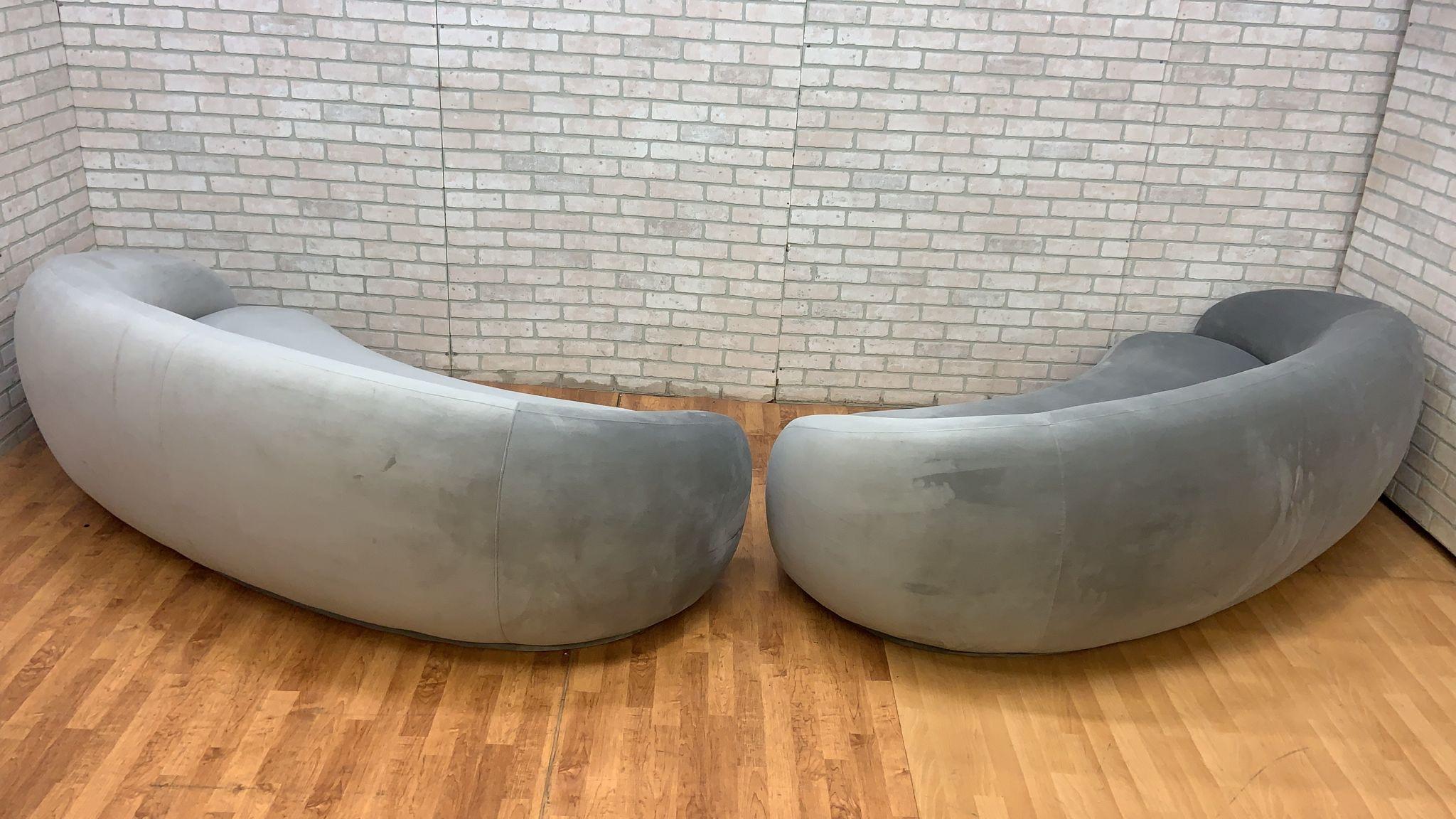 Vintage Style Julep Curved Sofas in Grey Performance Velvet - Set of 2 6