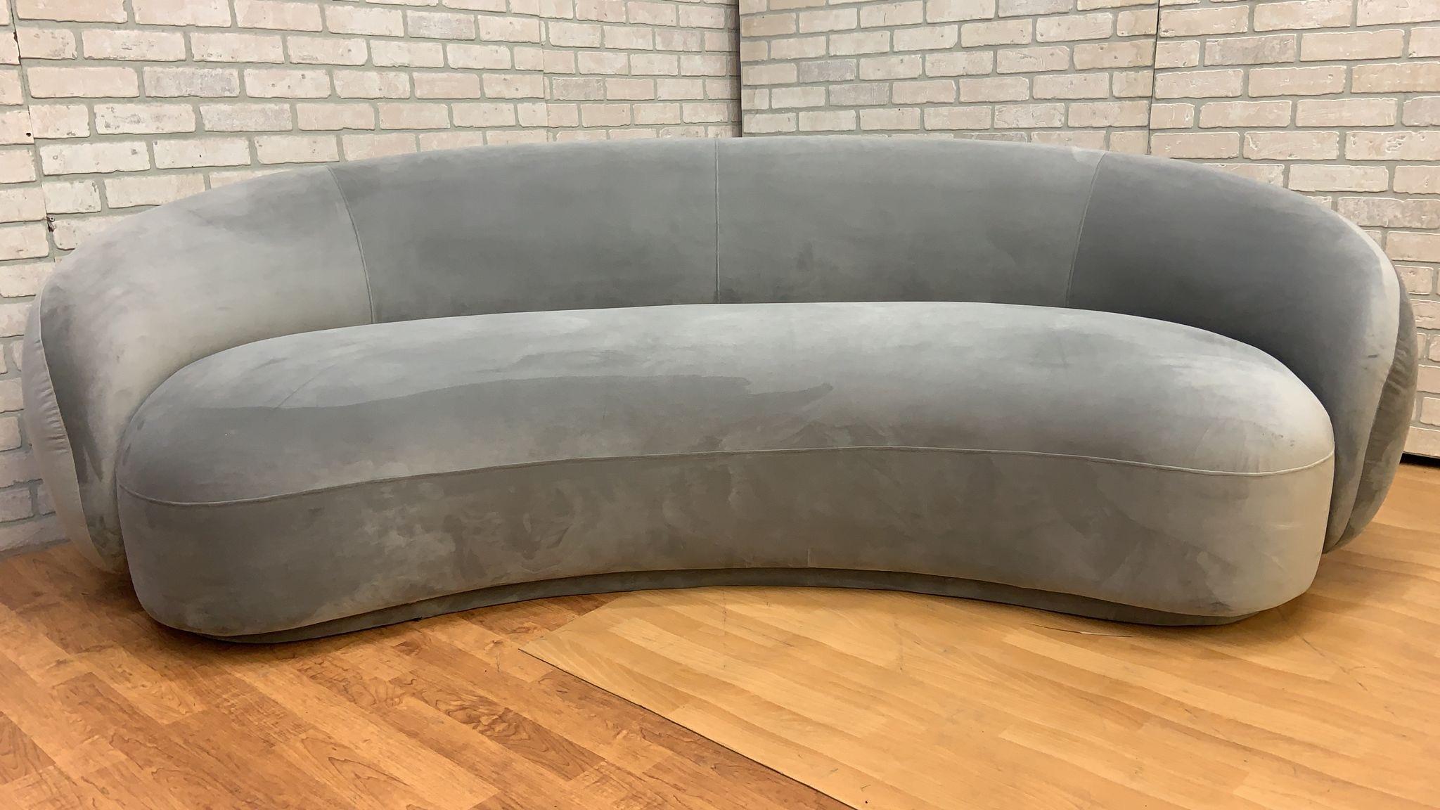 Vintage Style Julep Curved Sofas in Grey Performance Velvet - Set of 2 1