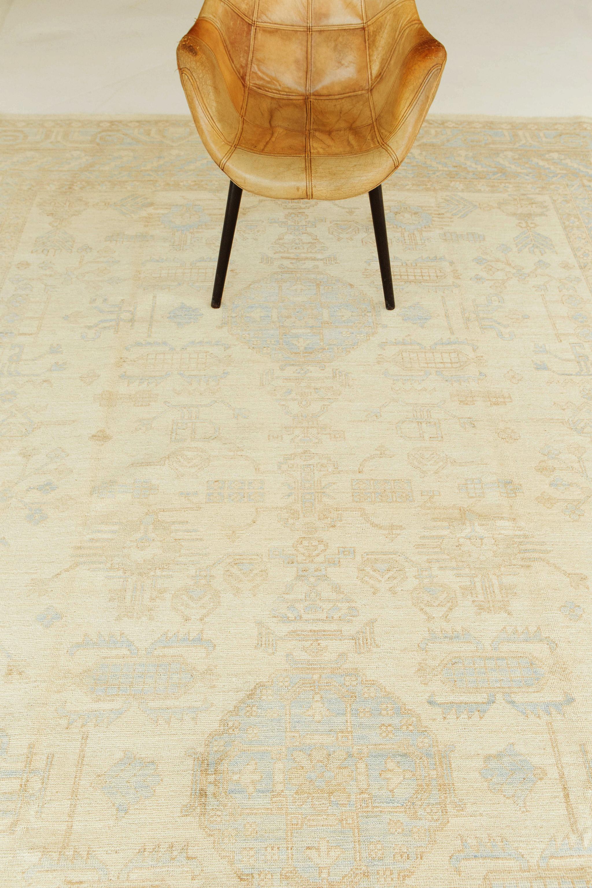 Hand-Knotted Vintage Style Khotan Revival Rug For Sale