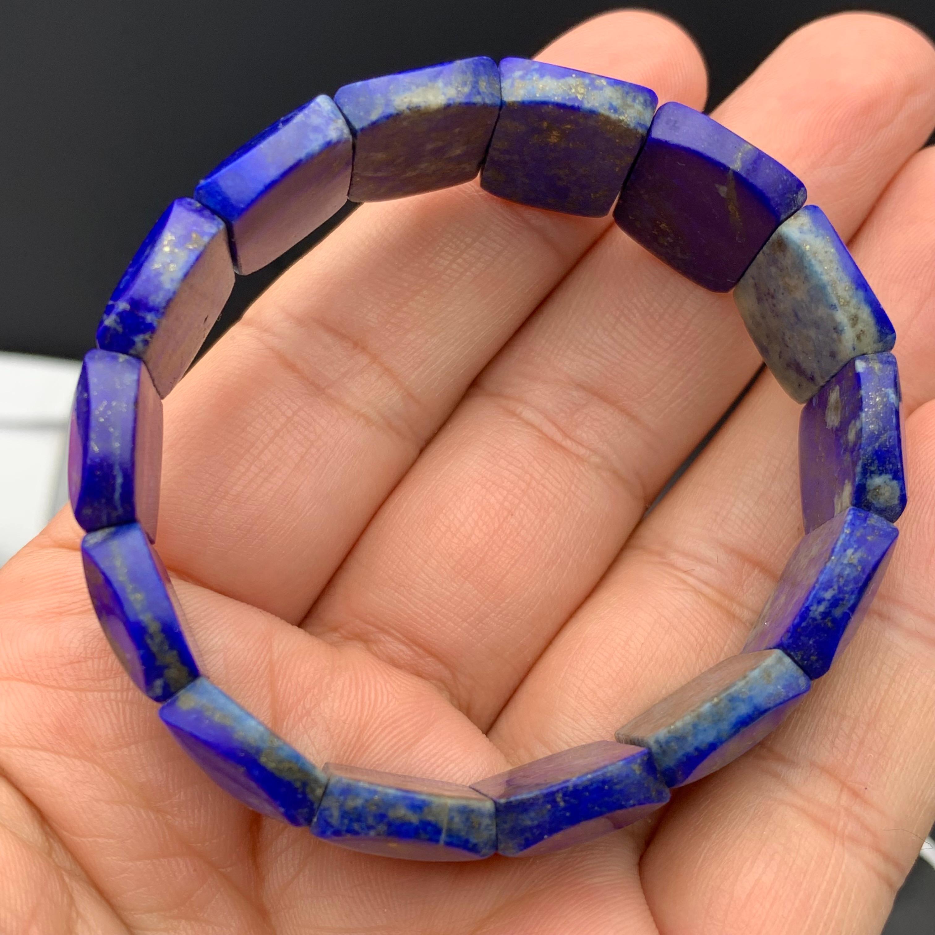 Bracciale elastico con perline fatto a mano in stile vintage in Lapislazzuli, misura 6,5-7,5 in vendita 8
