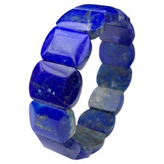 Pulsera elástica de cuentas de lapislázuli estilo vintage hecha a mano para tallas 6,5-7,5