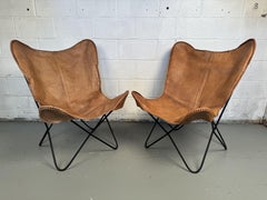 Vintage Style Leather Butterfly Chairs
