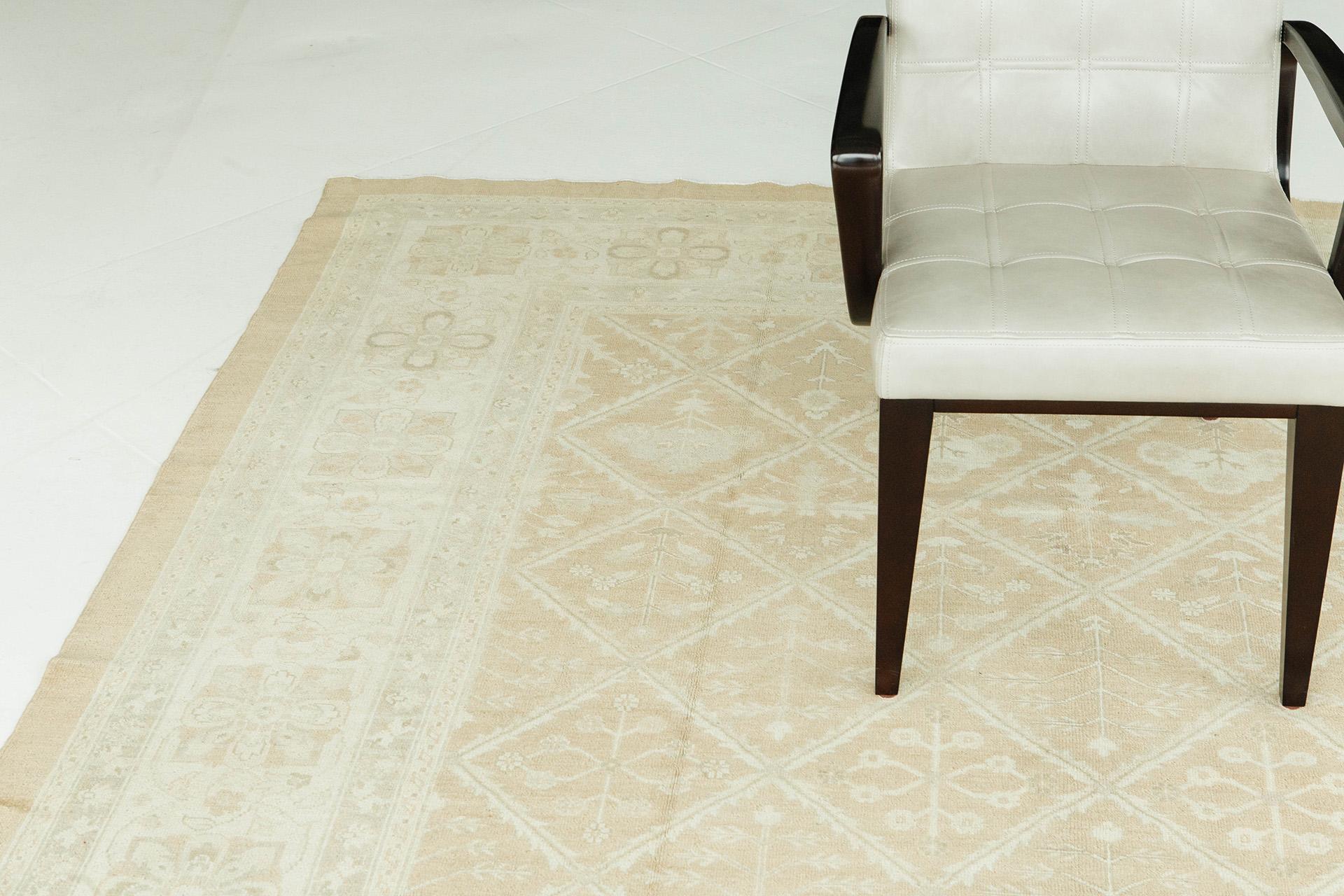 Annodato a mano Tappeto con design a pannelli Mahal in stile vintage in vendita