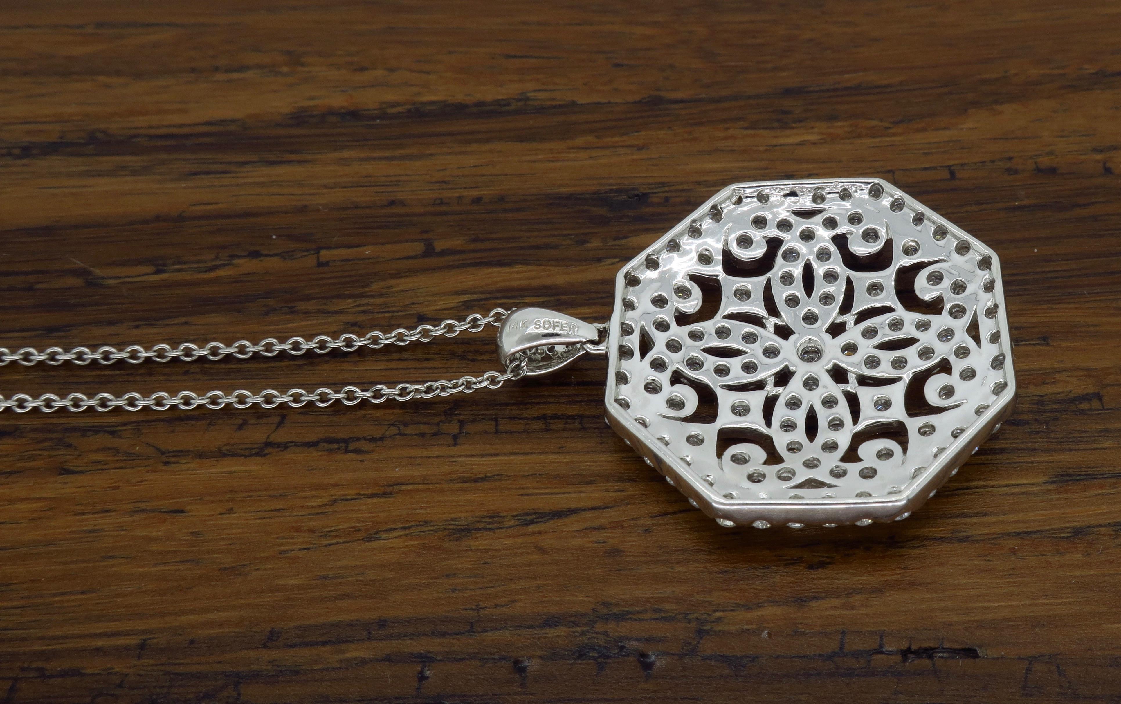 Women's or Men's Vintage Style Medallion Diamond Necklace