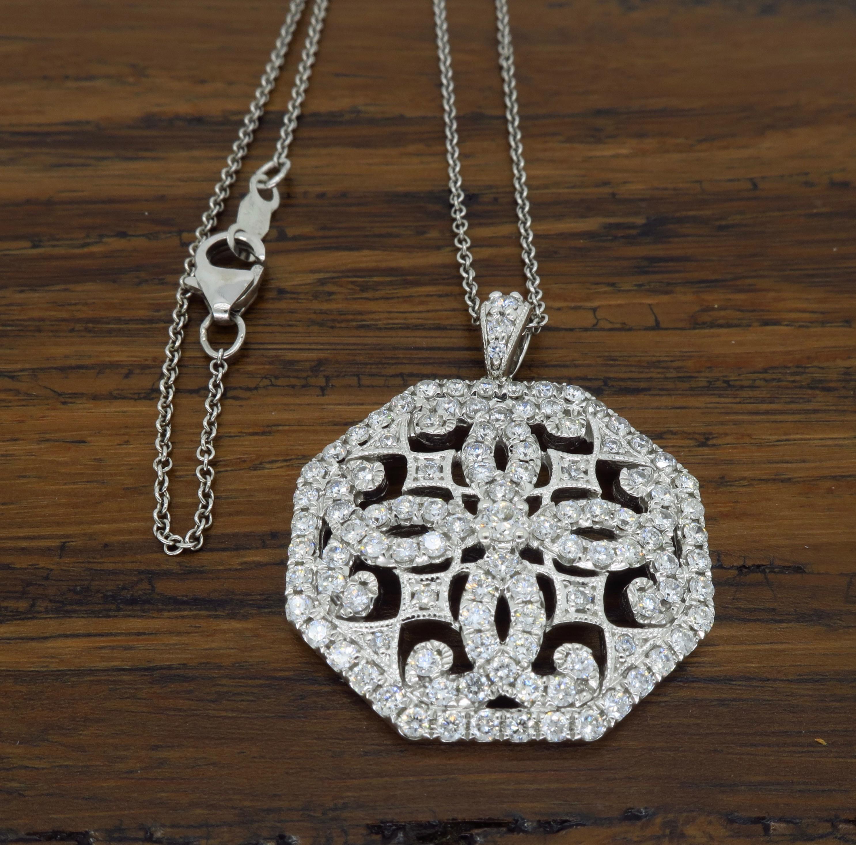 Vintage Style Medallion Diamond Necklace 1