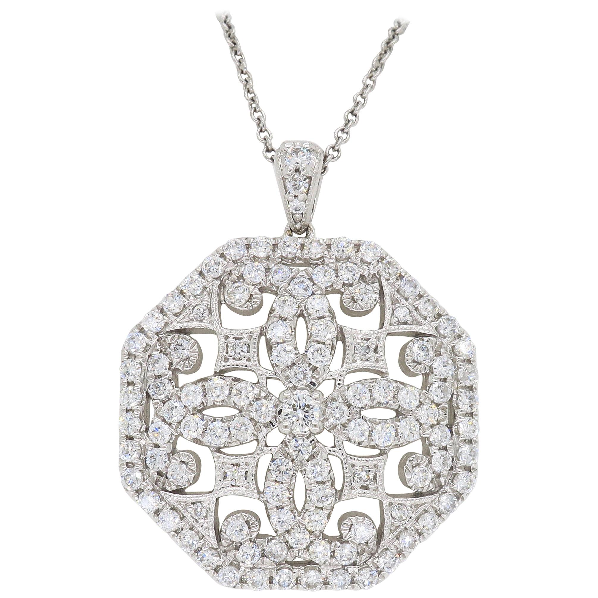 Vintage Style Medallion Diamond Necklace at 1stDibs vintage style