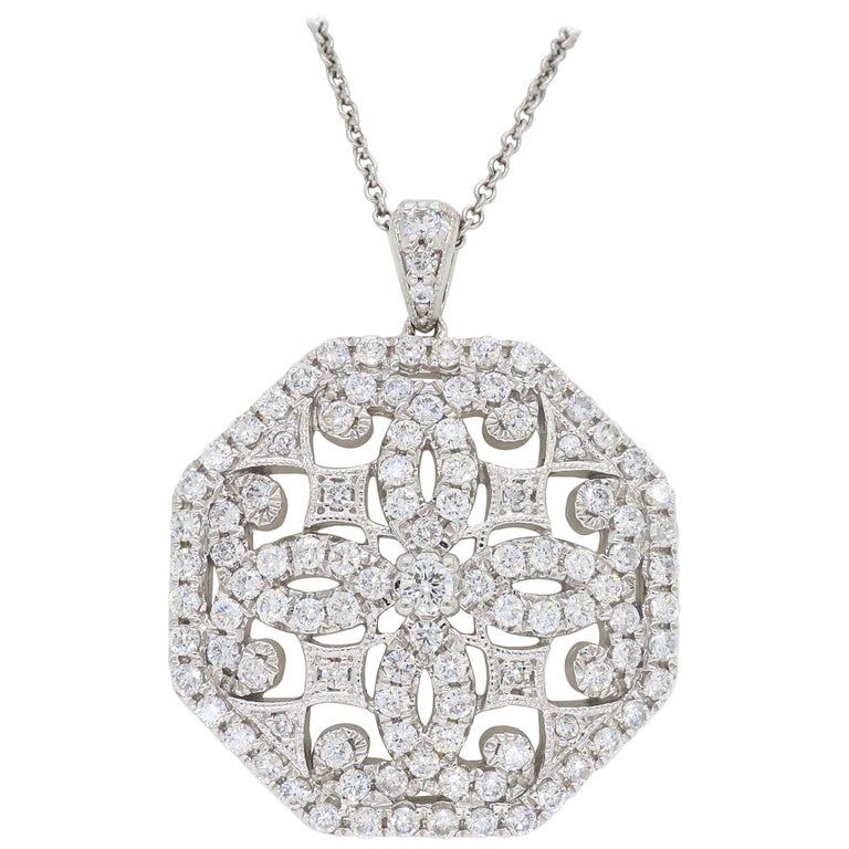 Vintage Style Medallion Diamond Necklace at 1stDibs | vintage style ...