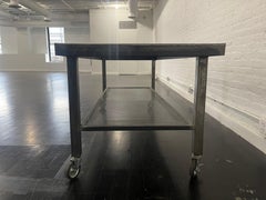 Vintage Style Metal Industrial Table on Wheels, circa 2000