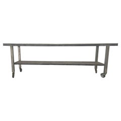 Vintage Style Metal Industrial Table on Wheels, circa 2000