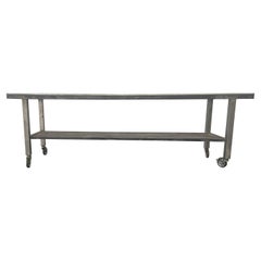 Vintage Style Metal Industrial Table on Wheels, circa 2000