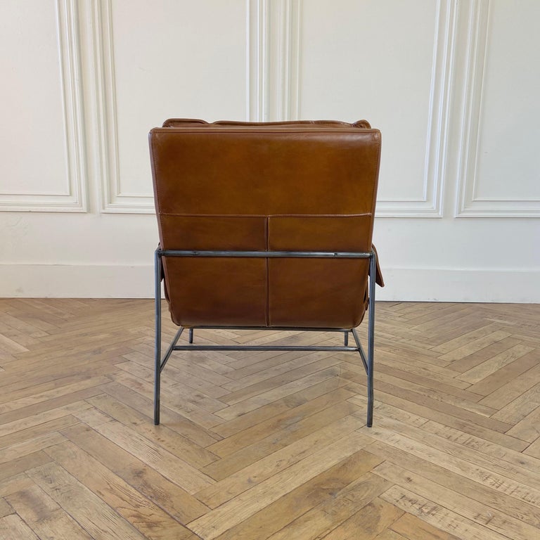 Vintage Style Mid Century Industrial Leather Lounge Club Chairs For