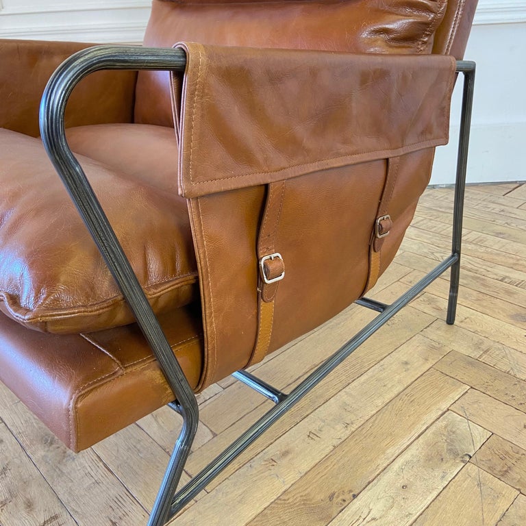 Vintage Style Mid Century Industrial Leather Lounge Club Chairs For