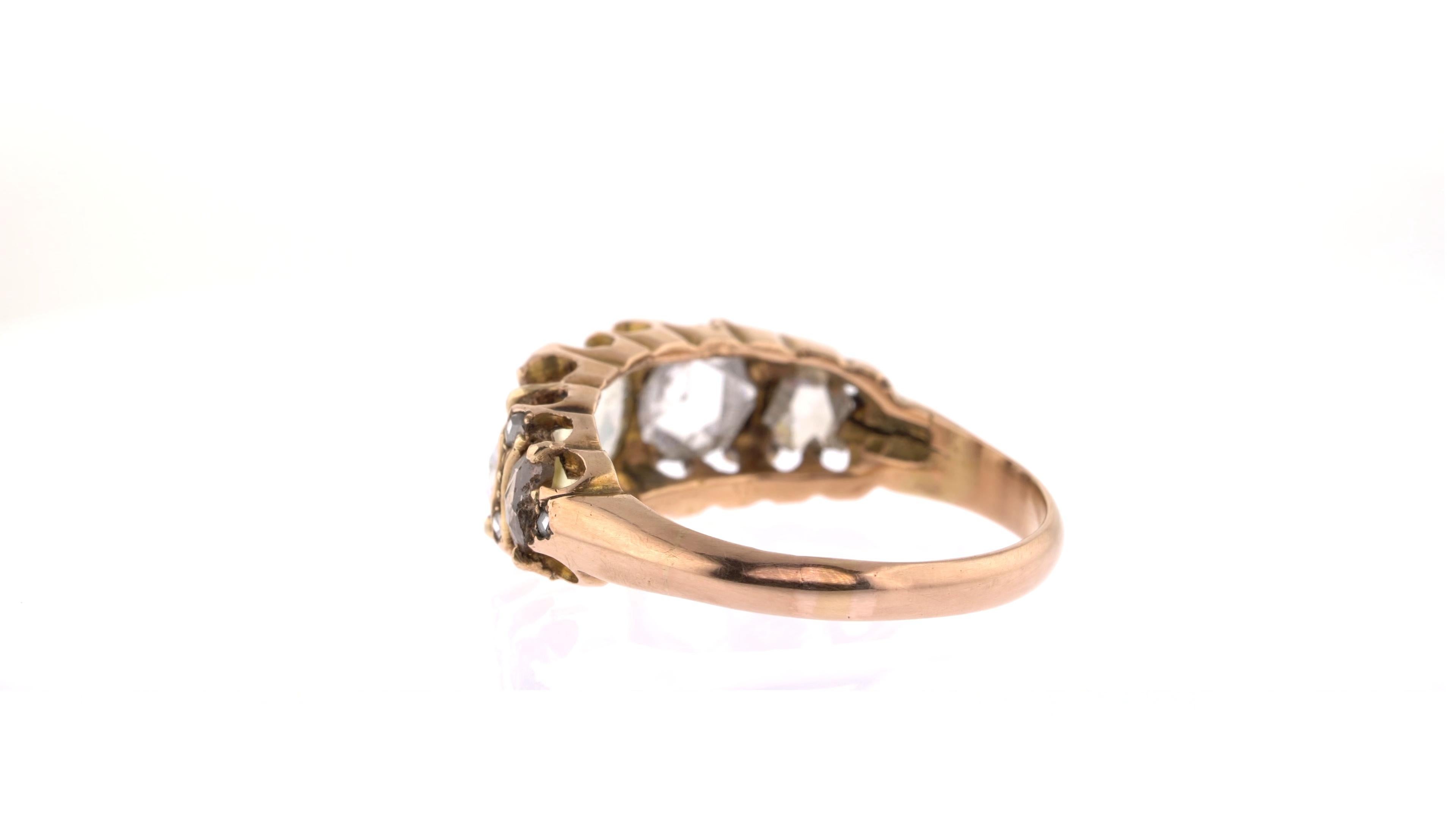 Women's Victorian Rose Cut Diamond and Rose Gold Ring For Sale