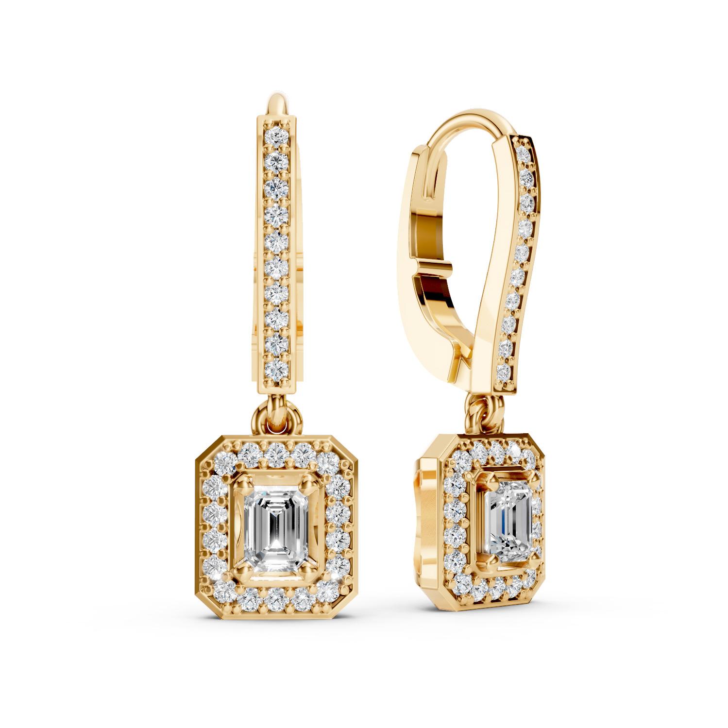 Moissanit-Ohrringe im Vintage-Stil aus 14 Gold. im Zustand „Neu“ im Angebot in Istanbul, TR