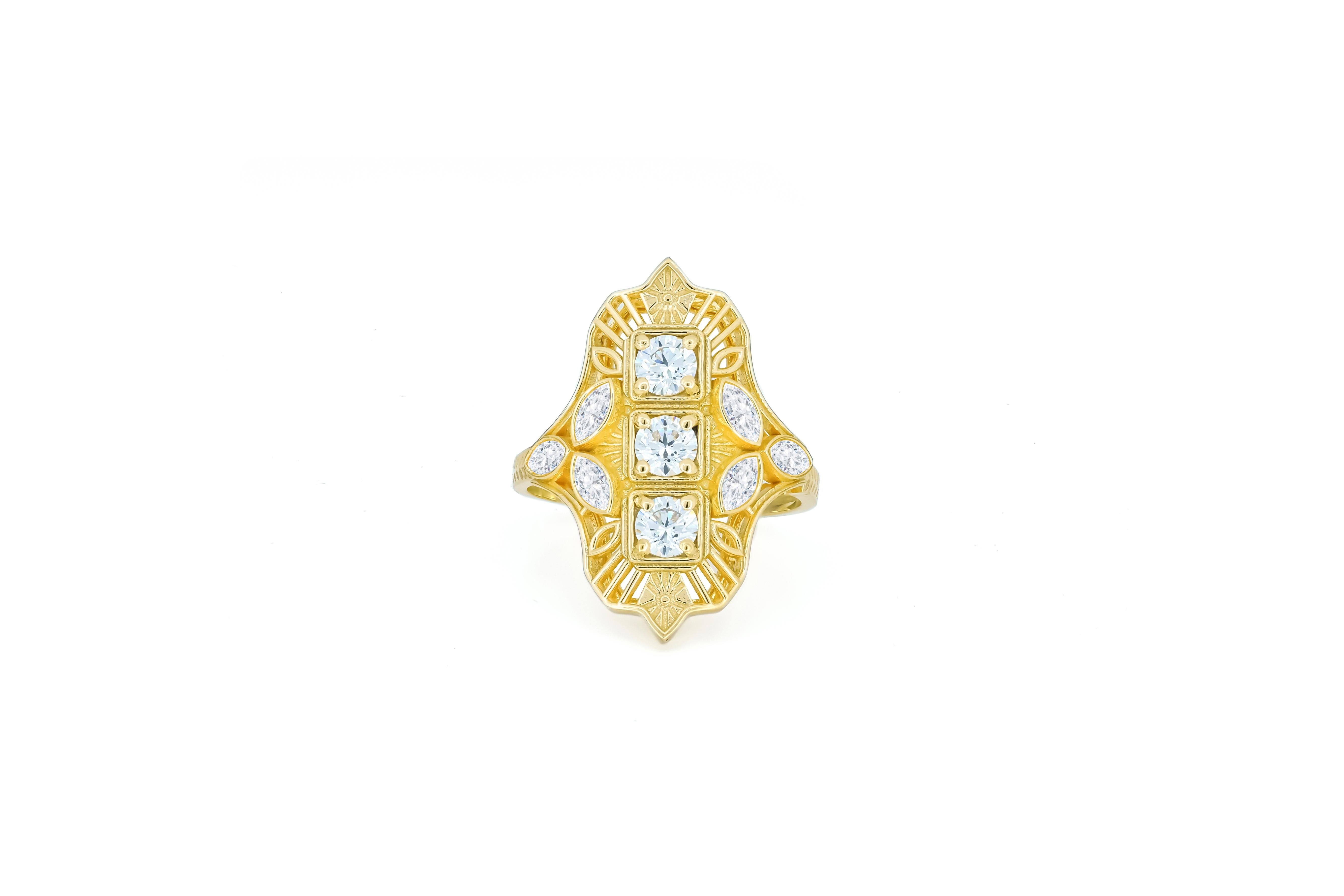 For Sale:  Vintage style moissanite 14k gold engagement ring. 3