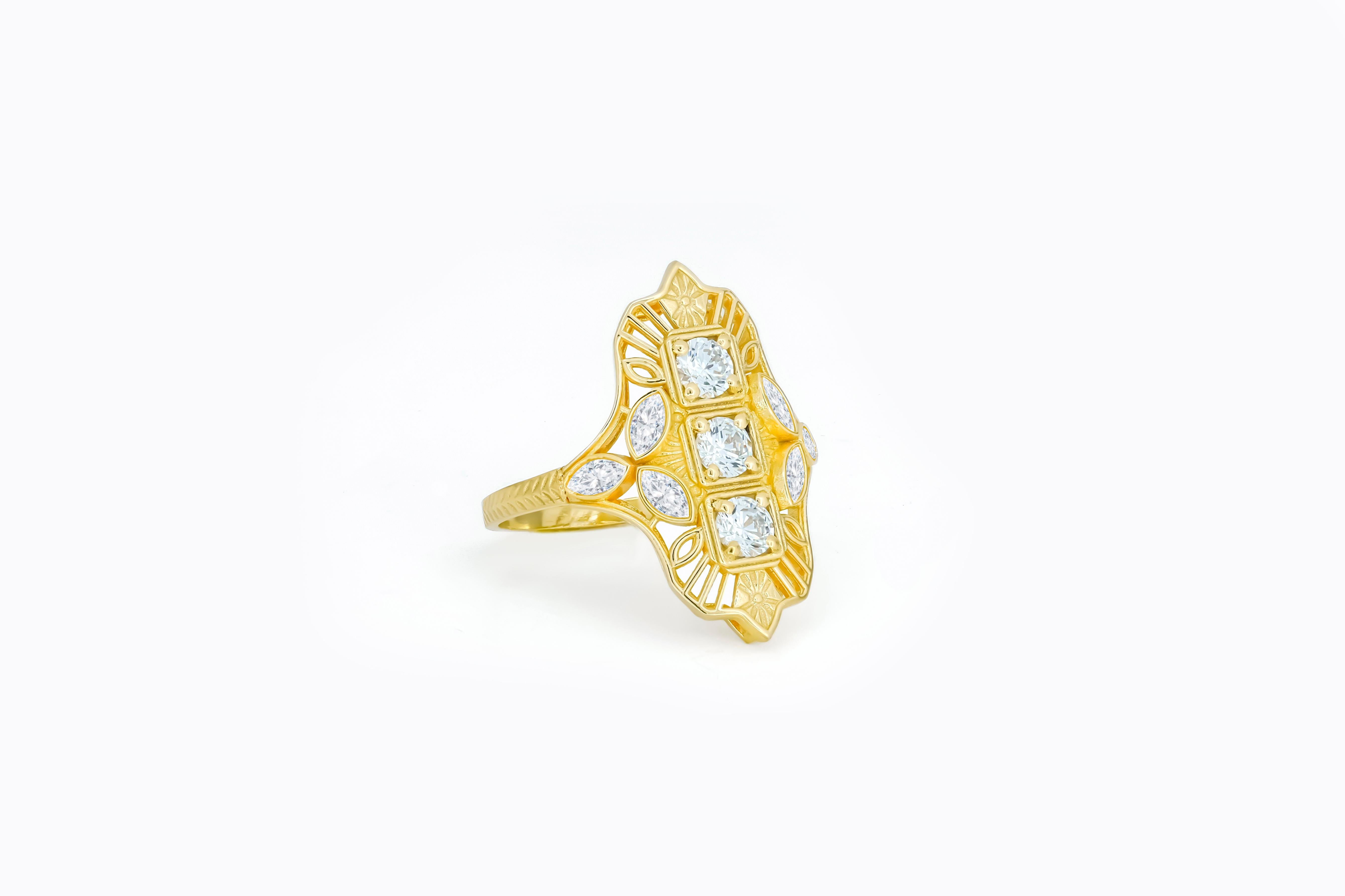 For Sale:  Vintage style moissanite 14k gold engagement ring. 5
