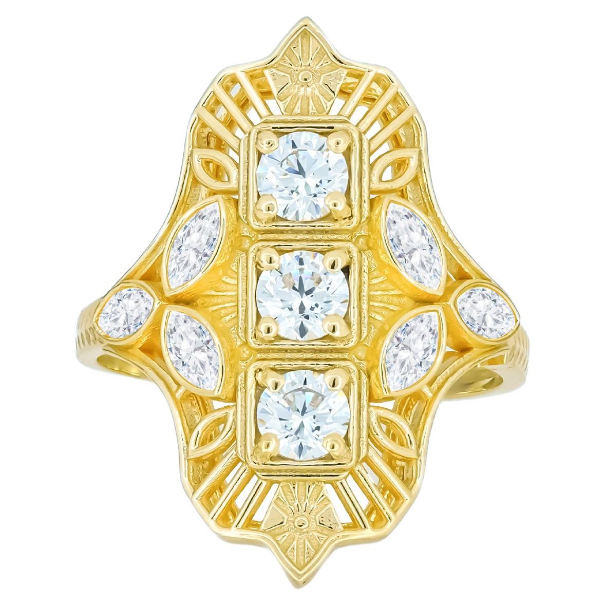 For Sale:  Vintage style moissanite 14k gold engagement ring.
