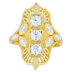 Anello di fidanzamento in oro 14k con moissanite in stile vintage.