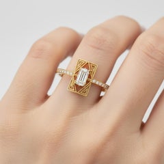 Anillo de oro de 14k con moissanita de estilo vintage