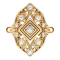 Vintage style moissanite 14k gold ring.