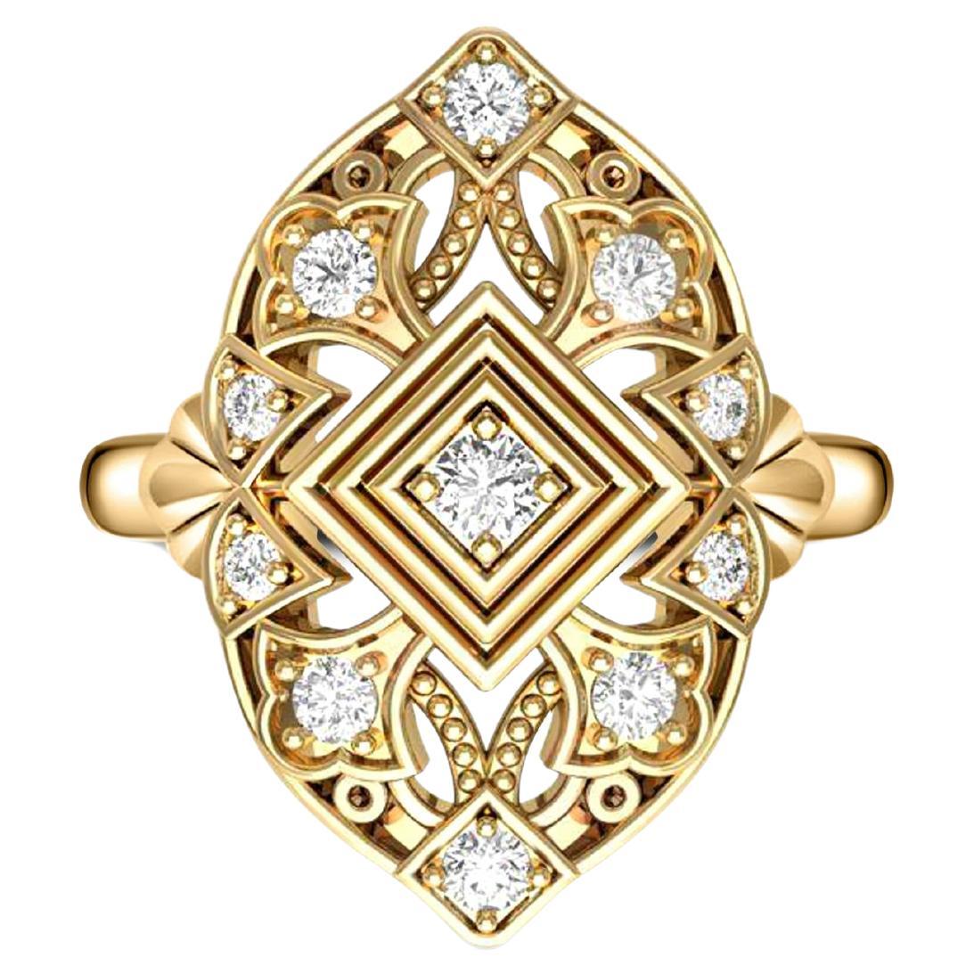 Vintage-Stil Moissanit 14k Gold Ring