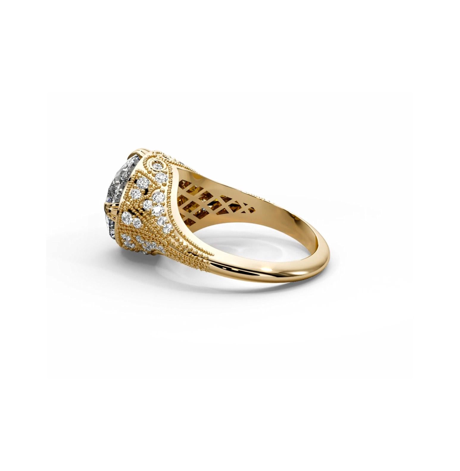 For Sale:  Vintage style moissanite engangement 14k gold ring. 3