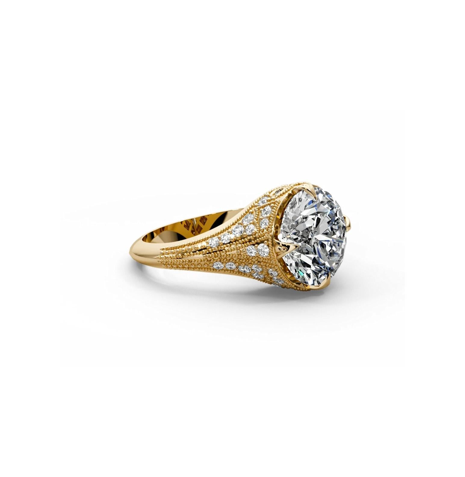 For Sale:  Vintage style moissanite engangement 14k gold ring. 5