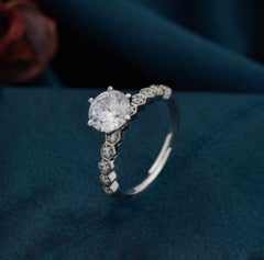 Vintage Style Moissanite Ring 925 Sterling Silver Solitaire Ring Gift For Women.