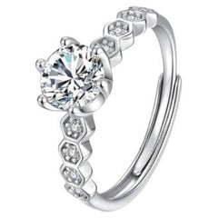 Vintage Style Moissanite Ring 925 Sterling Silver Solitaire Ring Gift For Women.