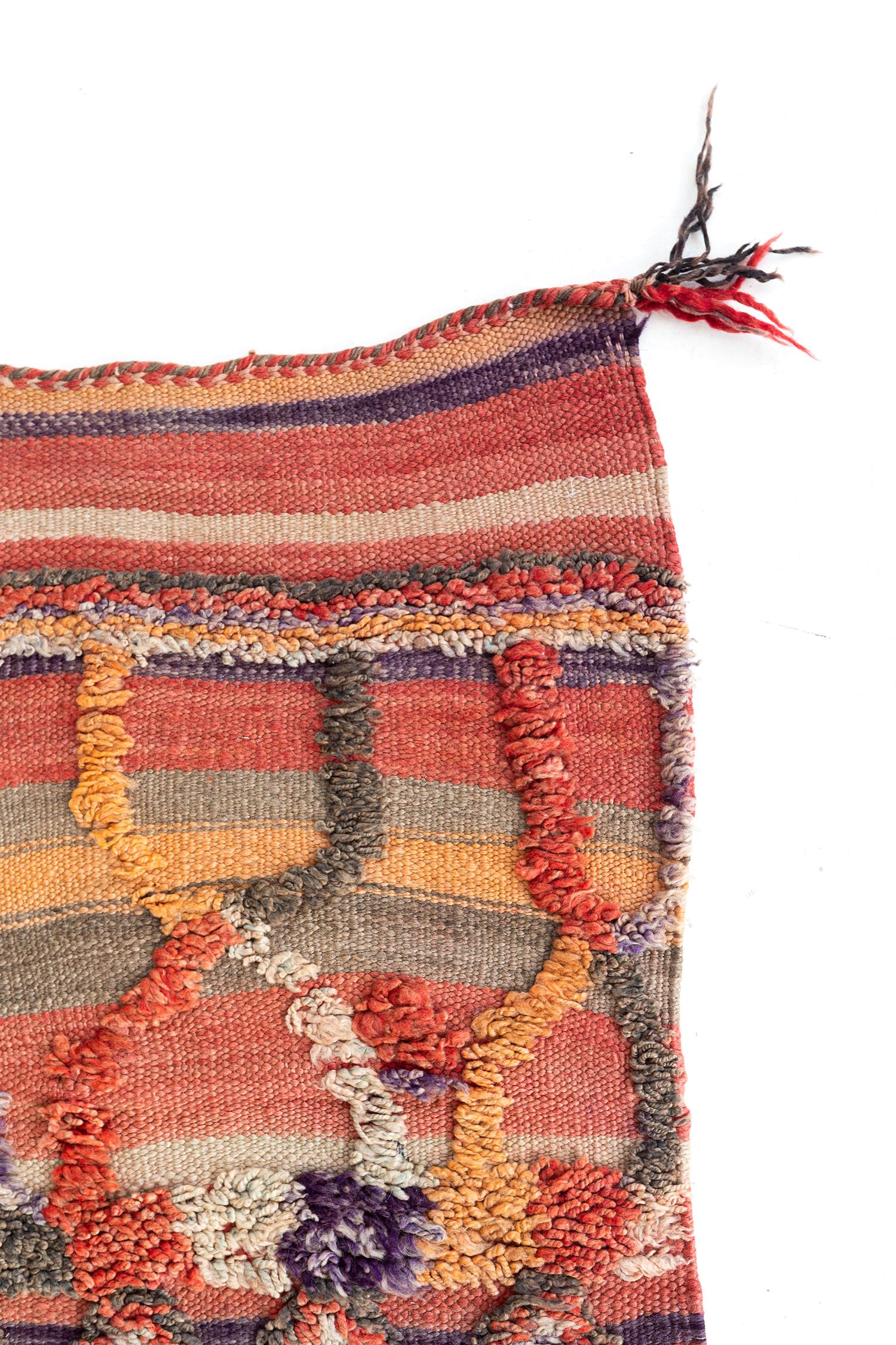 Vintage Style Moroccan Tribal Embossed Kilim For Sale 2