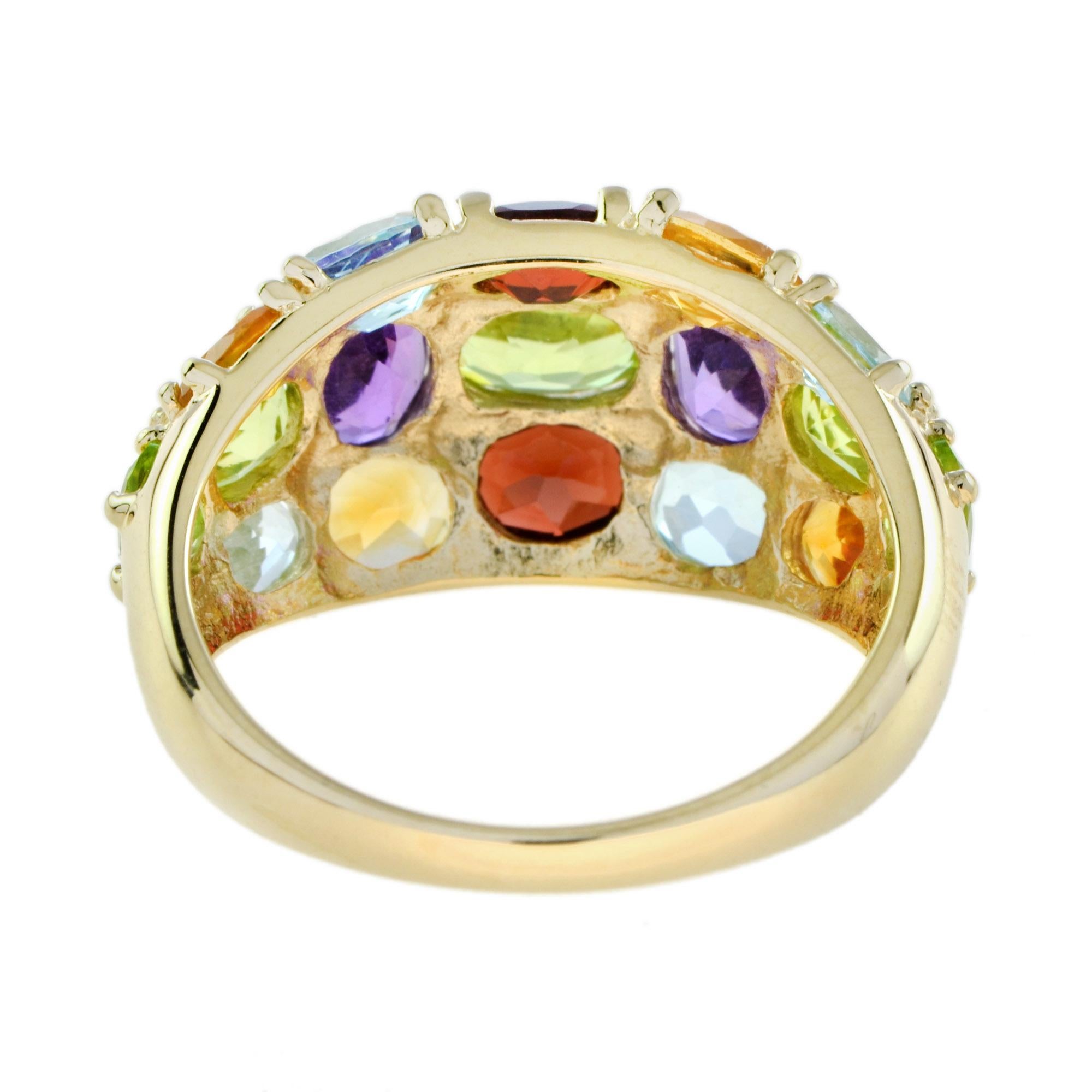Bague Bombay en or jaune 14 carats, style vintage, avec plusieurs pierres précieuses en vente 2