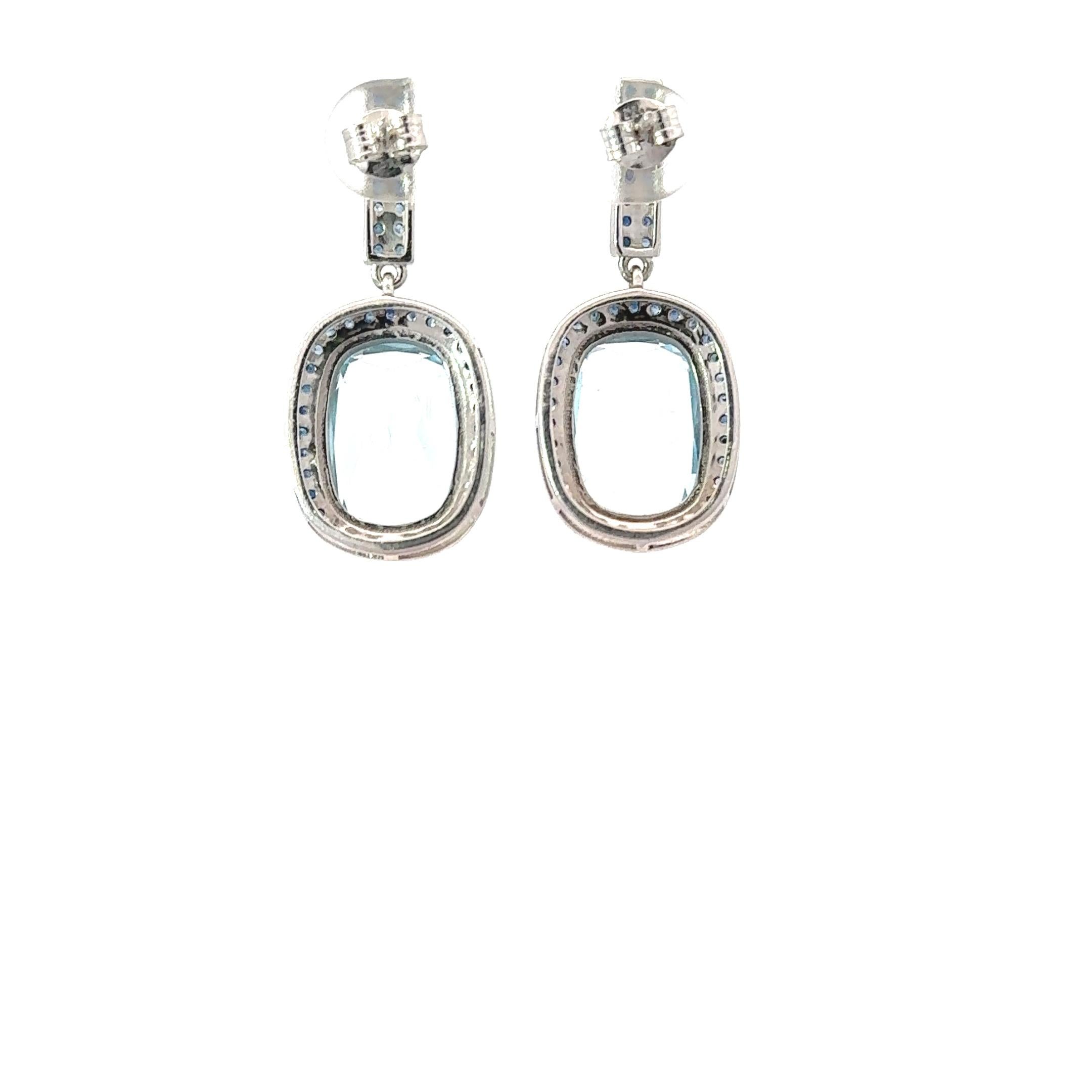 Pendientes de gota de topacio azul natural y zafiro estilo vintage en plata de ley en Nuevo estado para la venta en New York, NY
