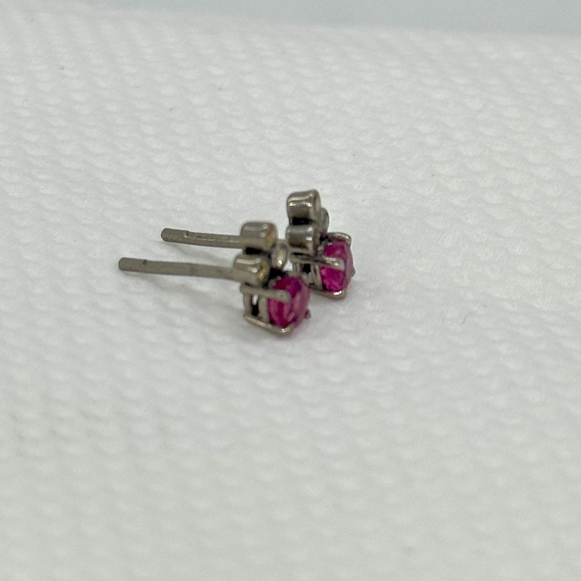 Ohrstecker im Vintage-Stil, natürlicher burma-Rubin champagner-Rosenschliff Diamant Silber für Damen oder Herren im Angebot