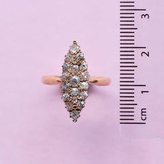 Vintage-Style Navette Diamond Cluster Ring in 18 Karat Rose Gold